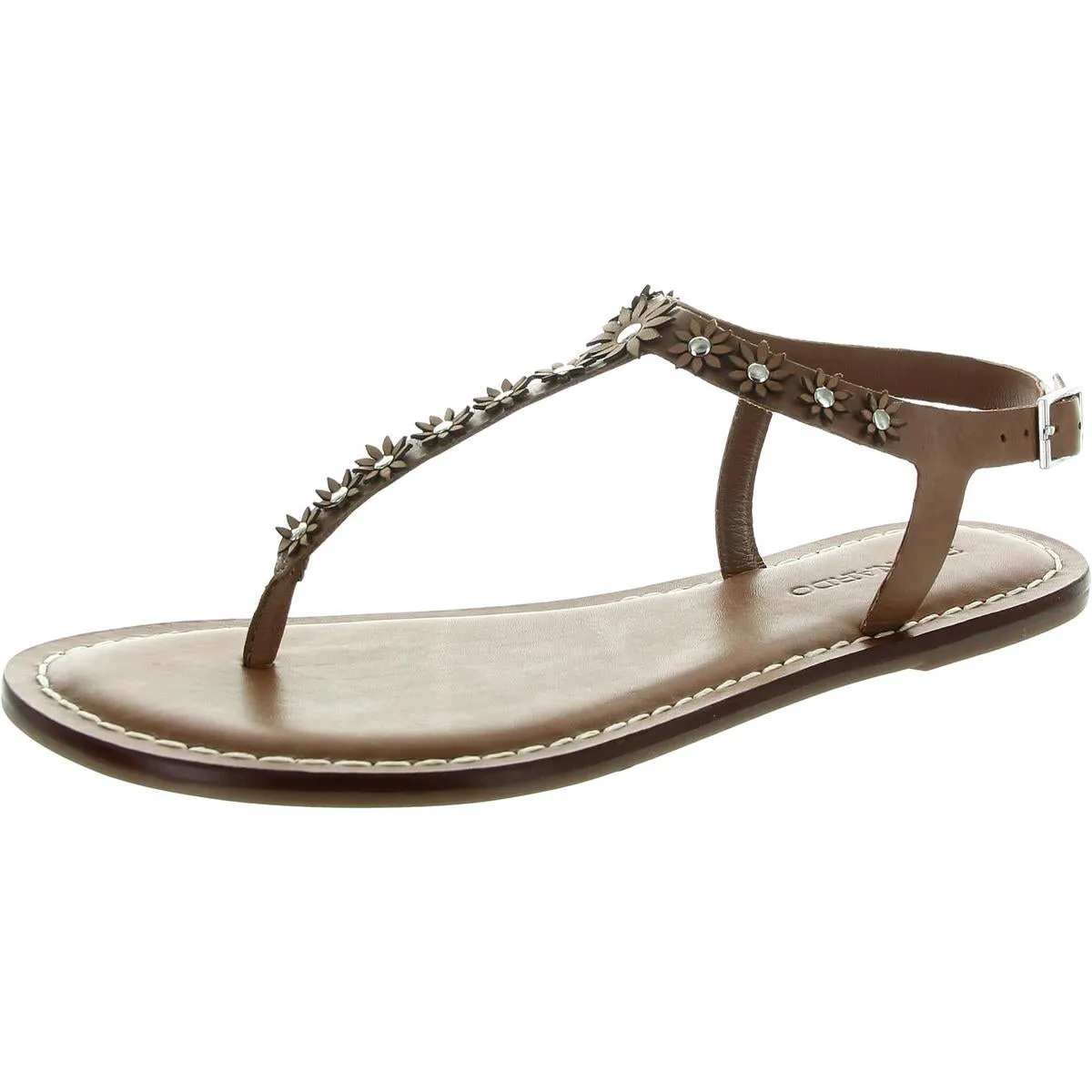 Womens Applique Leather Slingback Sandals
