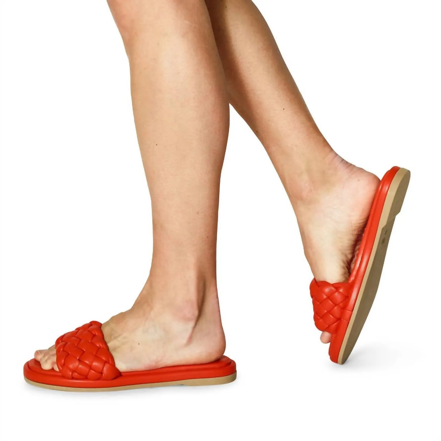 Women's Bellissima Vegan Leather Slide In Deep Orange