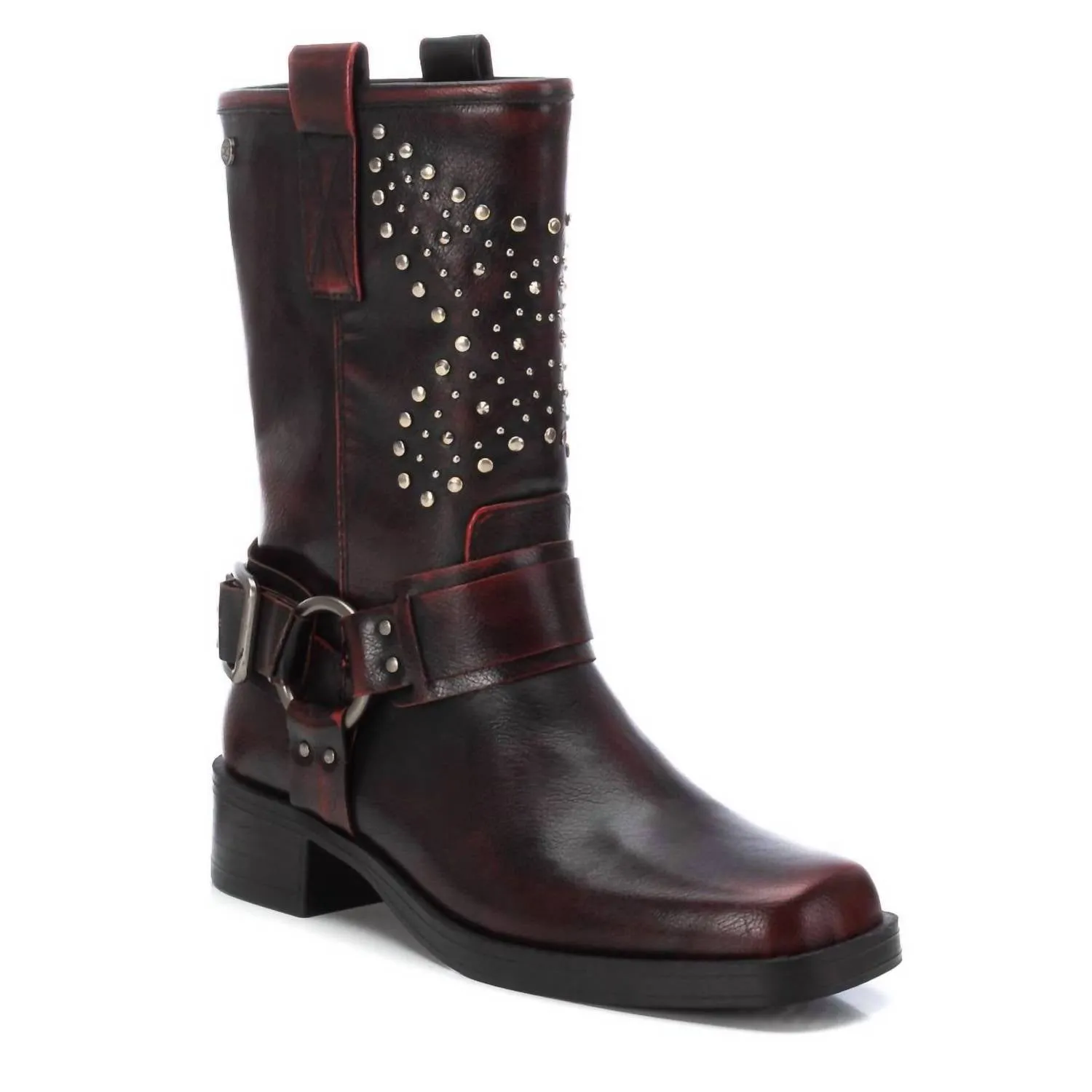 Women's Biker Boots In Burgundy