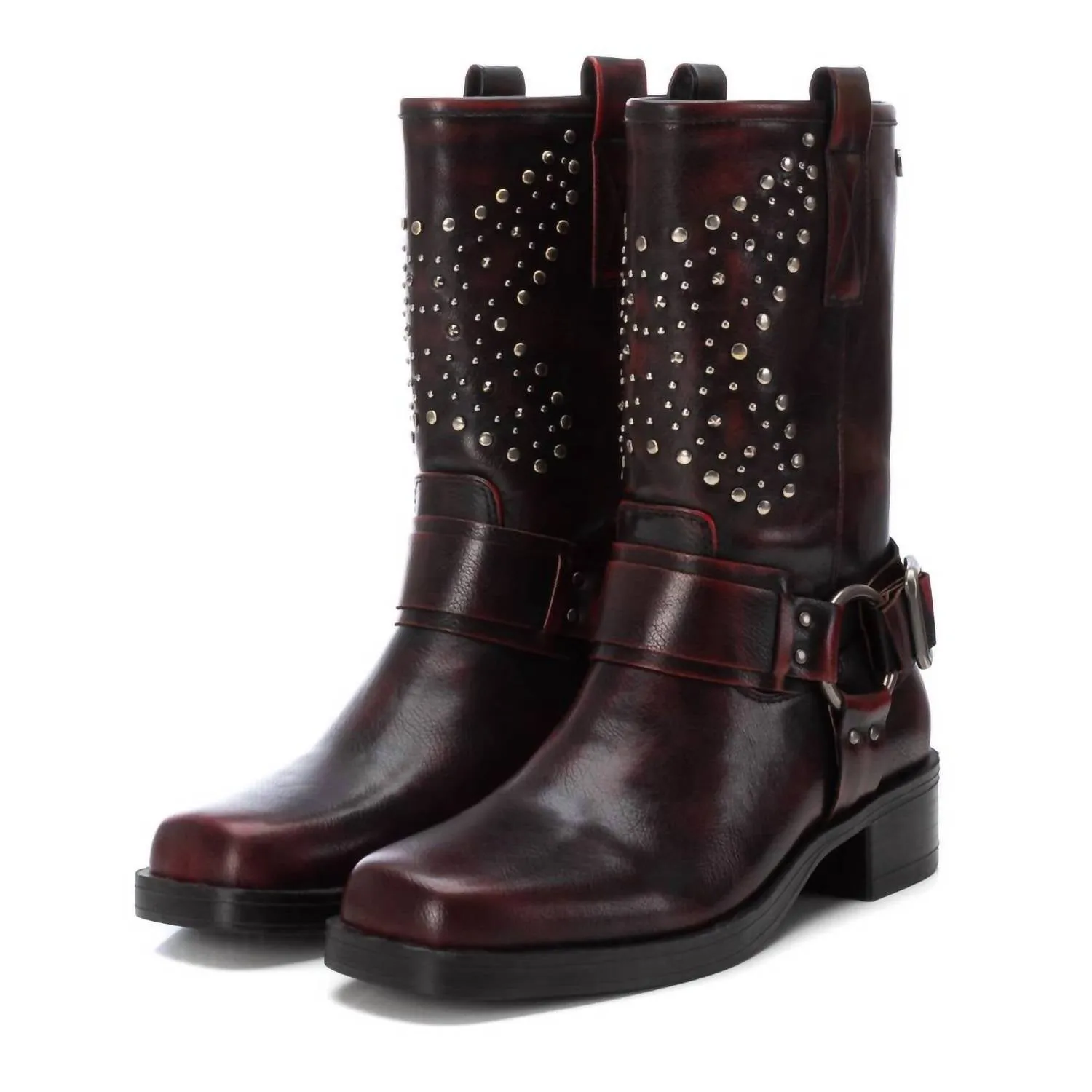Women's Biker Boots In Burgundy