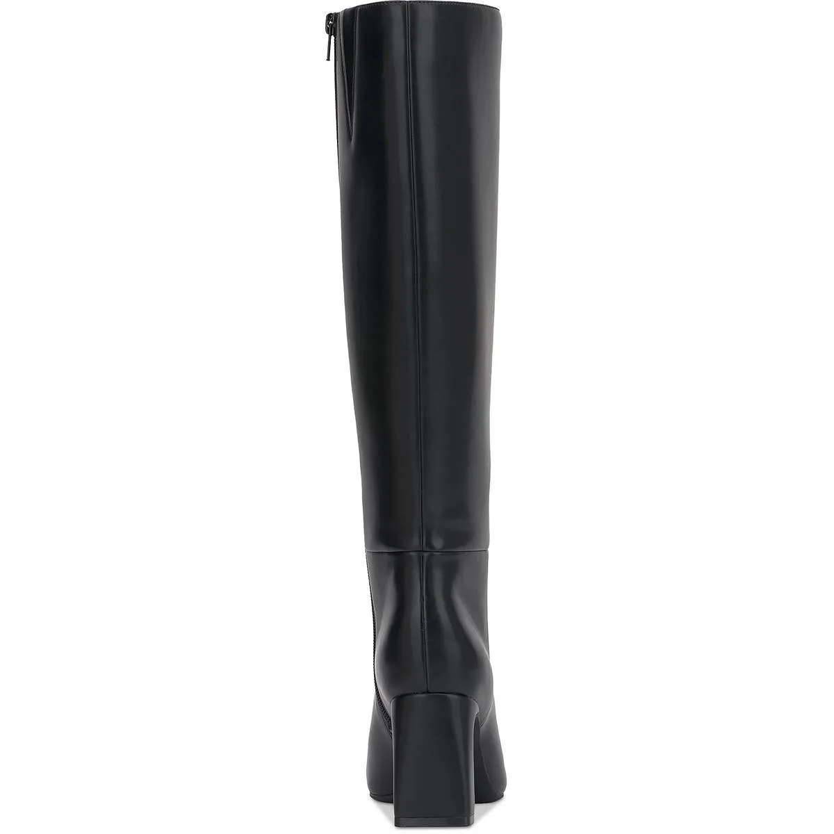 Womens Block Heel Faux Leather Knee-High Boots