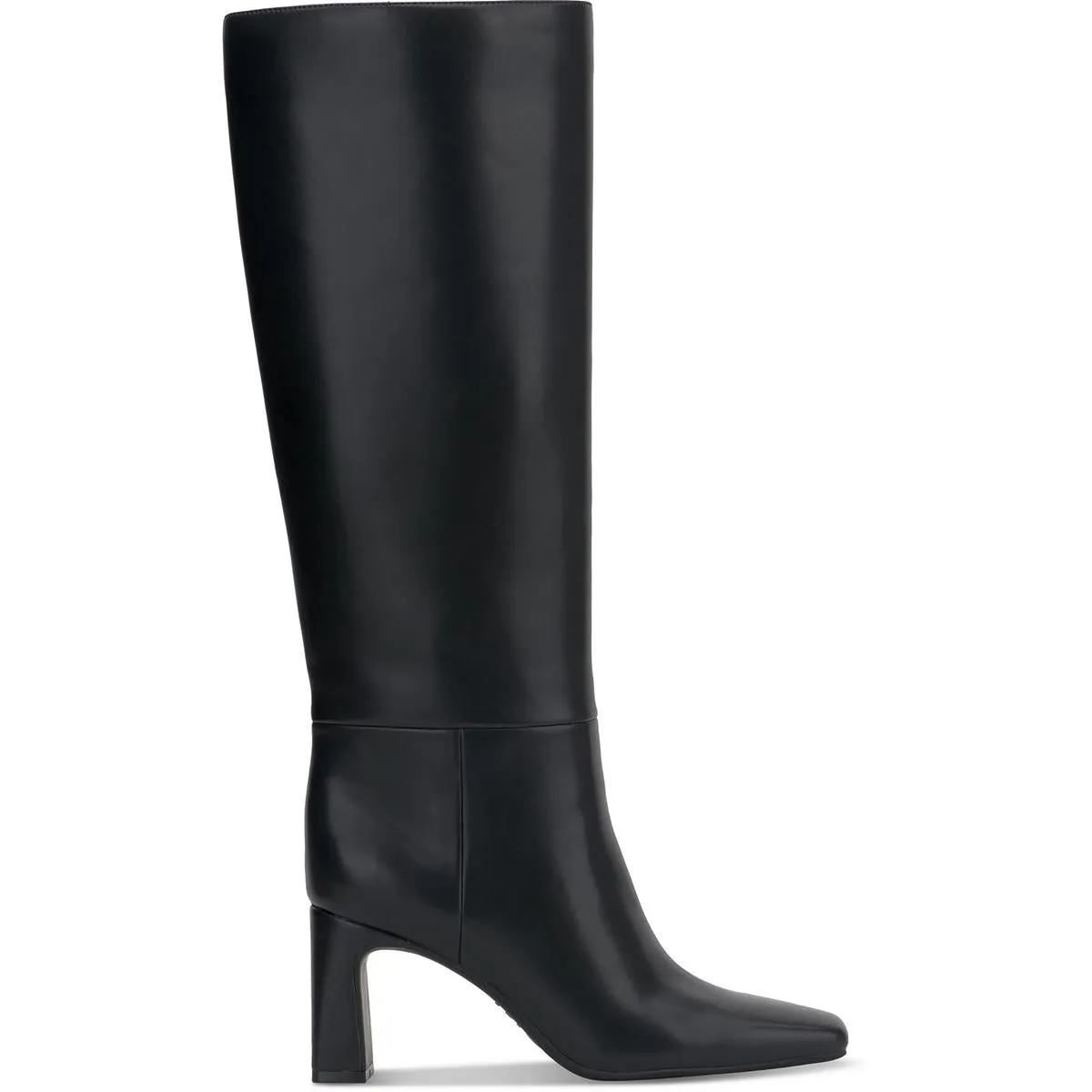 Womens Block Heel Faux Leather Knee-High Boots