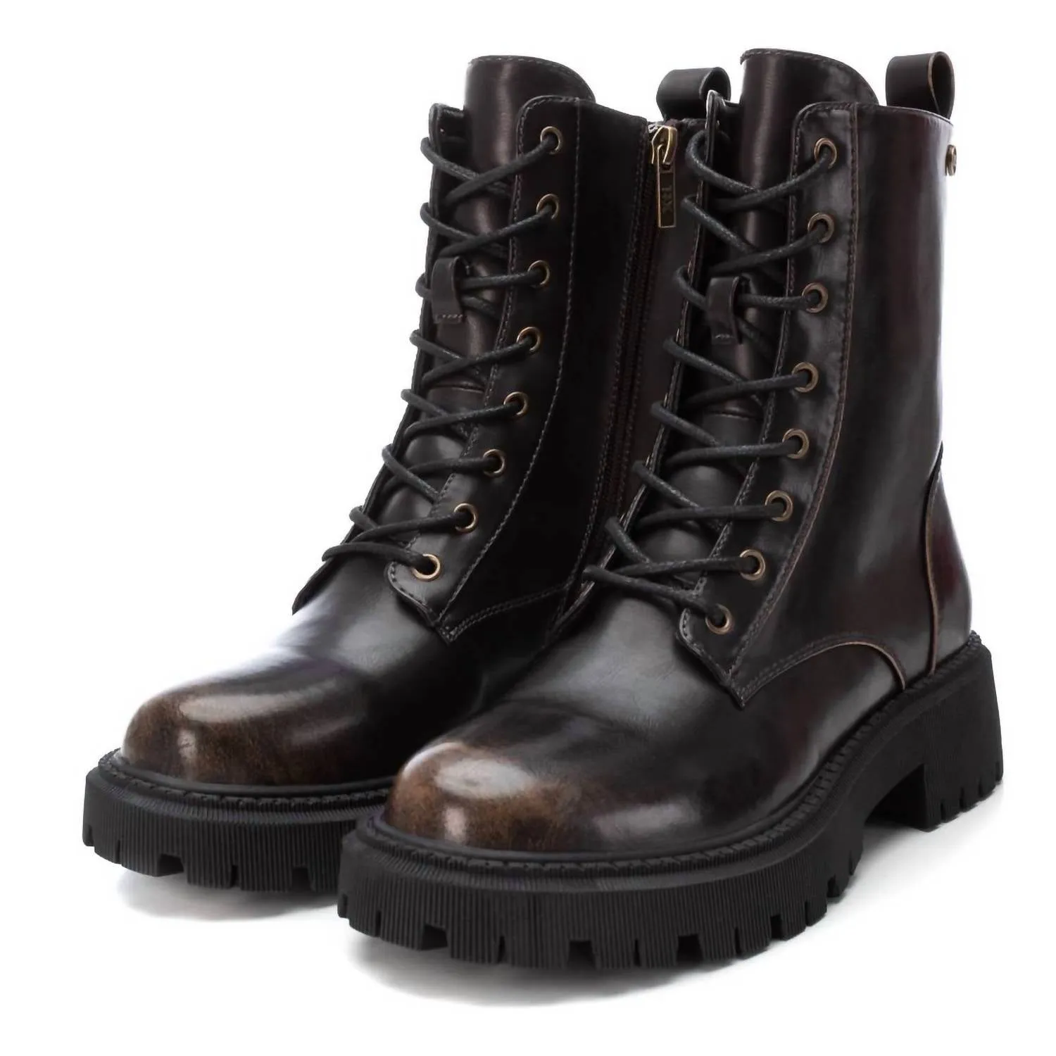 Women's Combat Booties In Brown