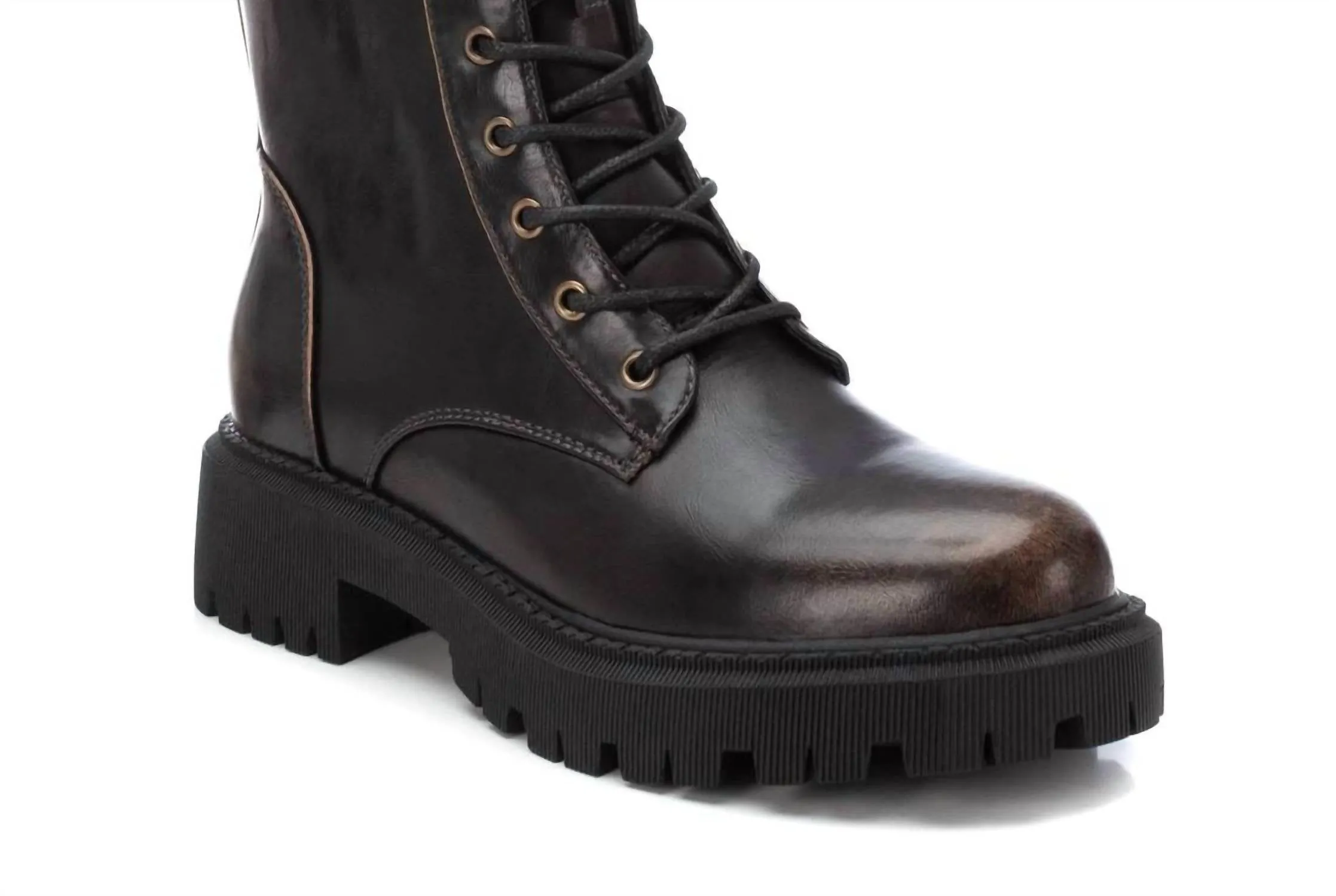 Women's Combat Booties In Brown