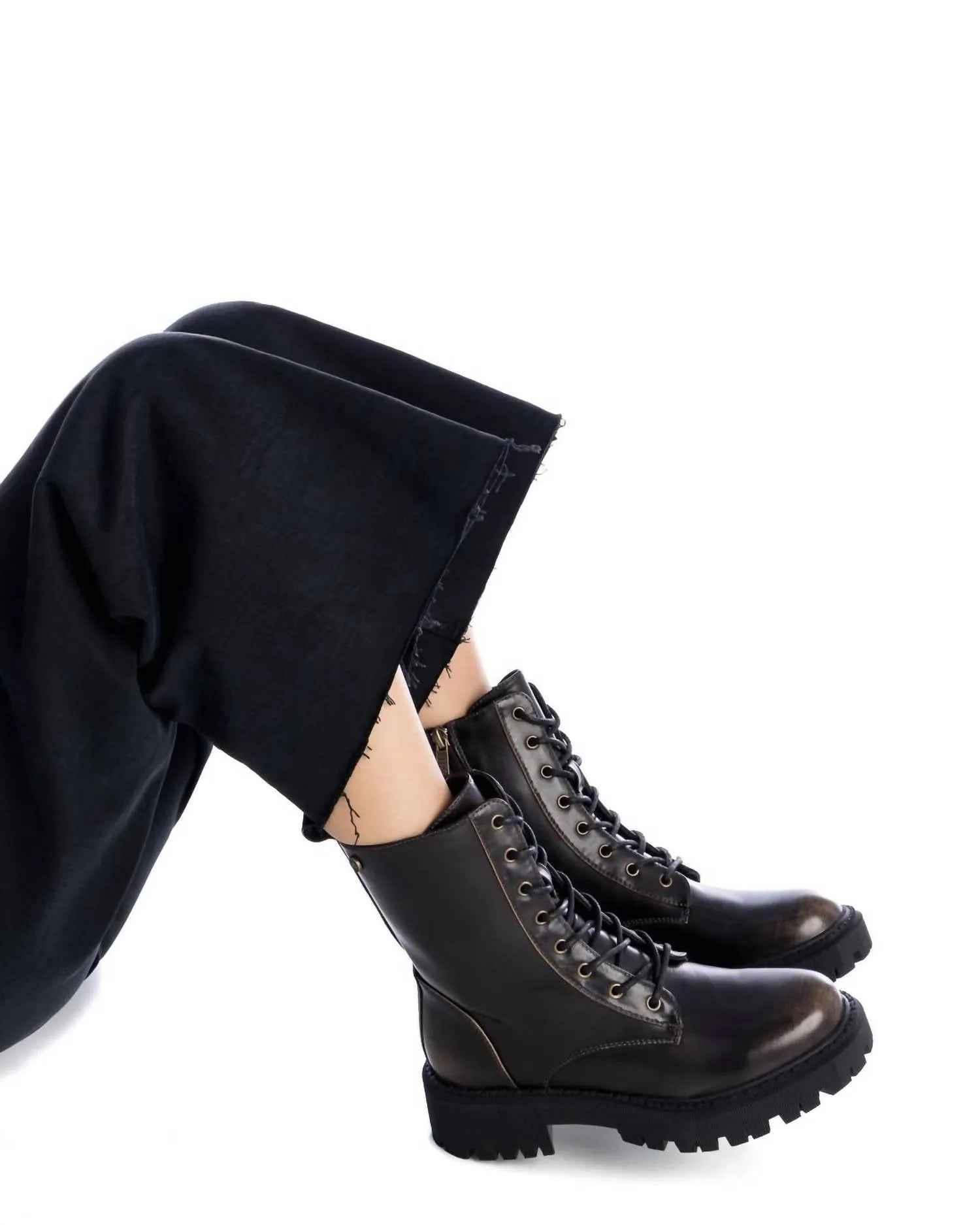 Women's Combat Booties In Brown