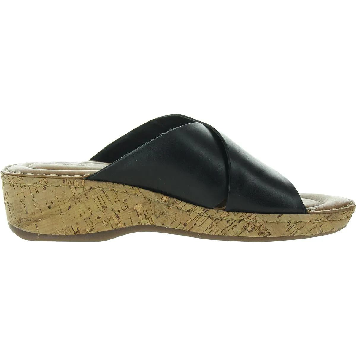Womens Criss-Cross Leather Wedge Sandals