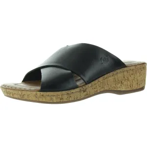 Womens Criss-Cross Leather Wedge Sandals