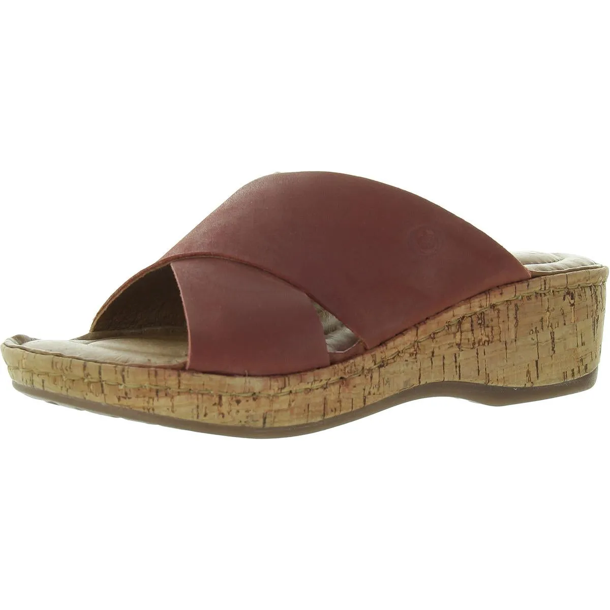 Womens Criss-Cross Leather Wedge Sandals