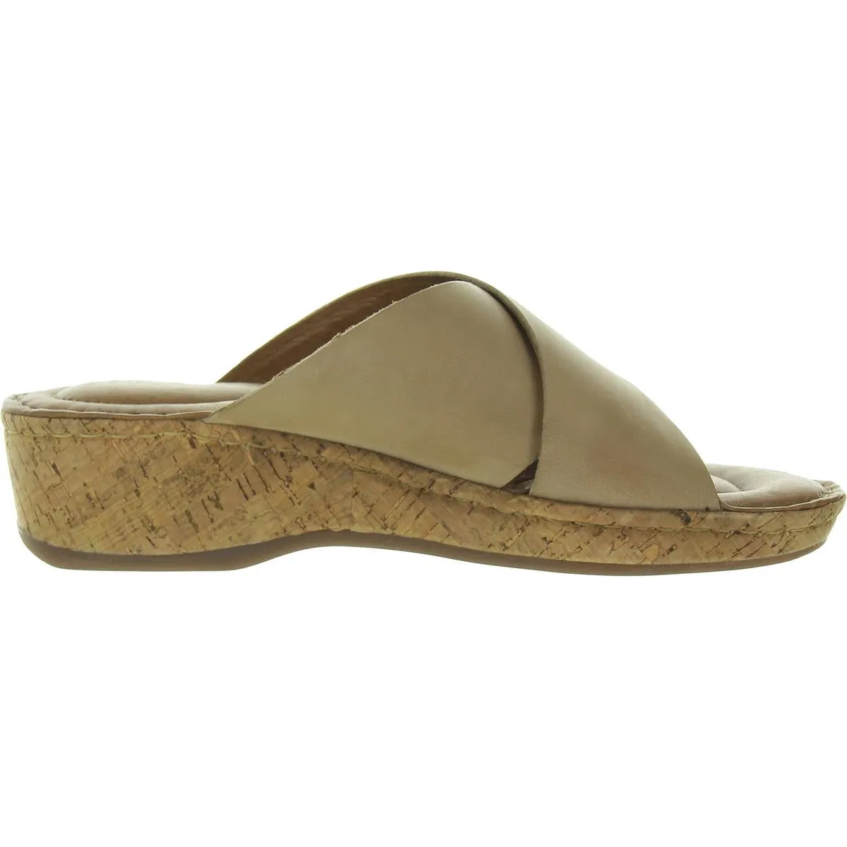 Womens Criss-Cross Leather Wedge Sandals