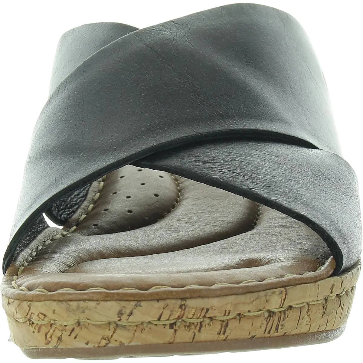 Womens Criss-Cross Leather Wedge Sandals