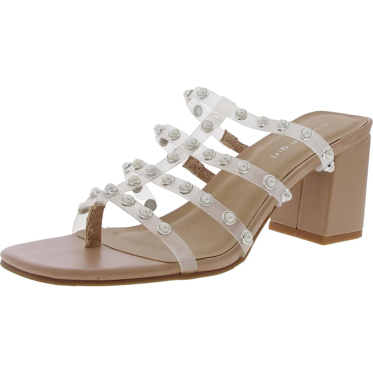 Womens Embellished Vinyl Strappy Sandals