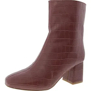 Womens Embossed Faux Leather Mid-Calf Boots