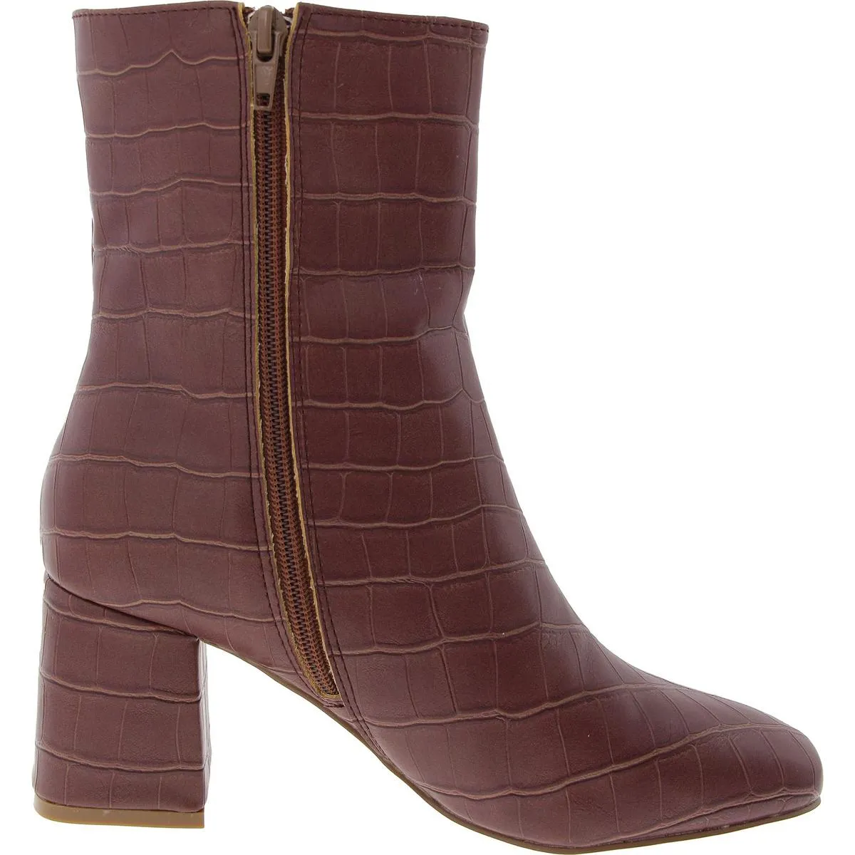 Womens Embossed Faux Leather Mid-Calf Boots