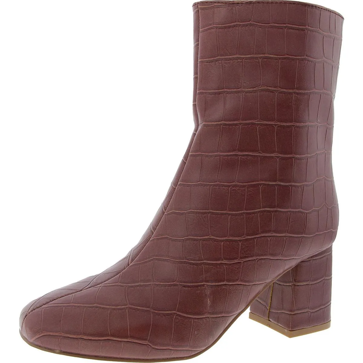 Womens Embossed Faux Leather Mid-Calf Boots