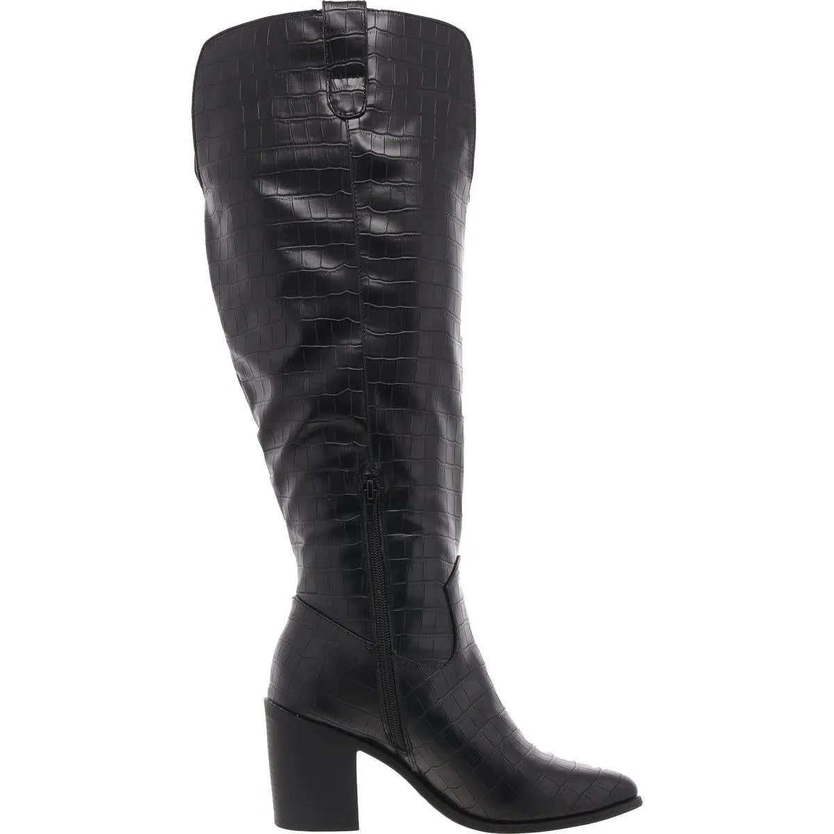 Womens Extra Wide Calf Faux Leather Knee-High Boots