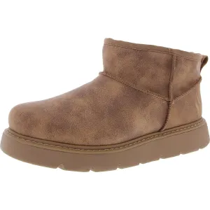 Womens Faux Fur Lined Cable Knit Booties