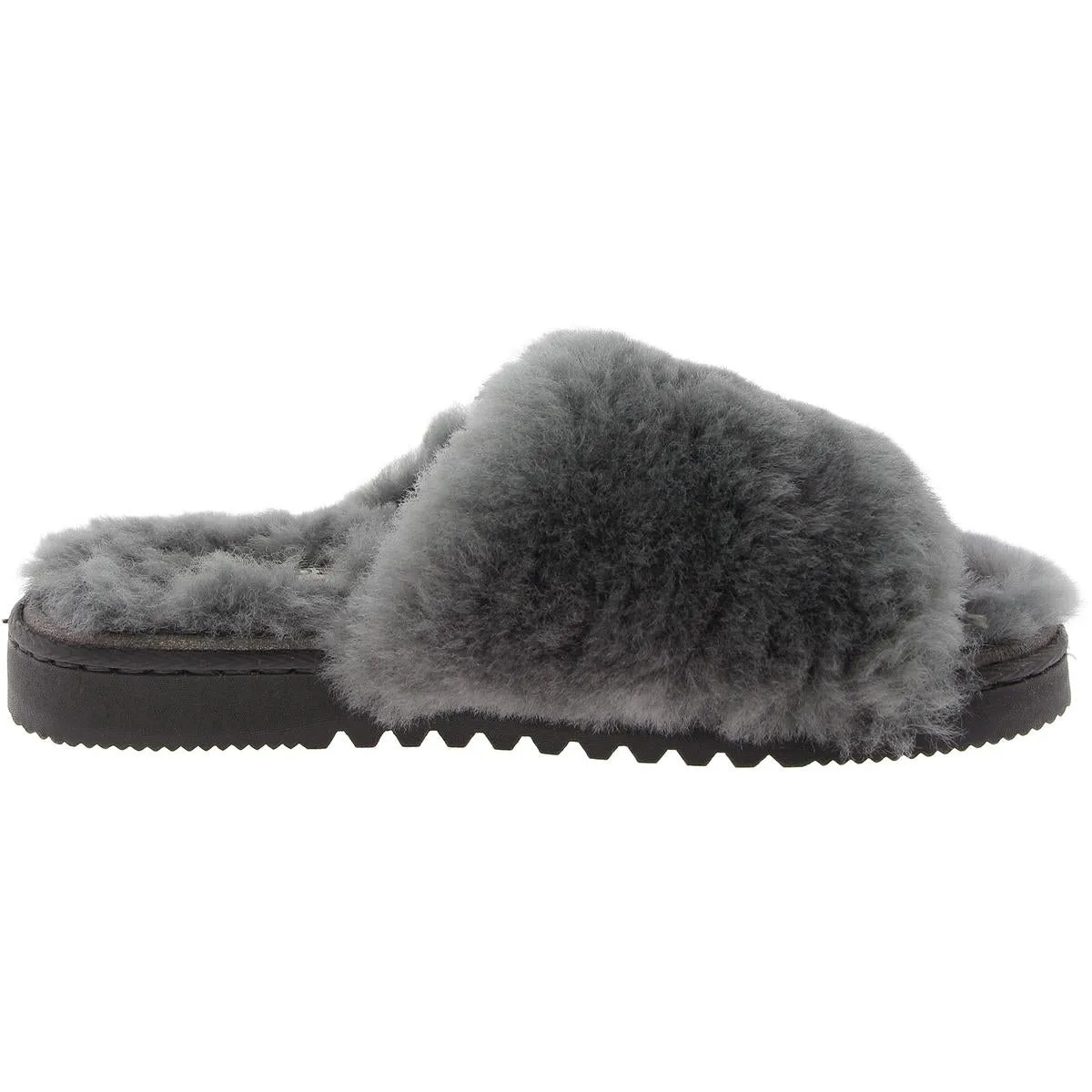 Womens Faux Fur Lined Faux Fur Slide Slippers