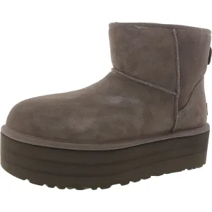 Womens Faux Fur Lined Faux Suede Booties