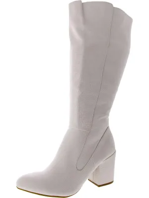 Womens Faux Leather Extra Wide Calf Knee-High Boots