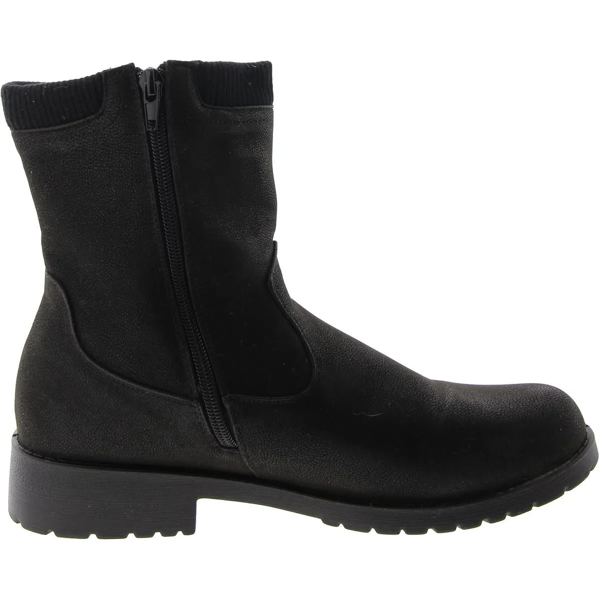 Womens Faux Leather Round toe Ankle Boots