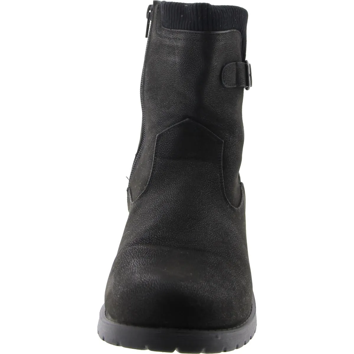 Womens Faux Leather Round toe Ankle Boots