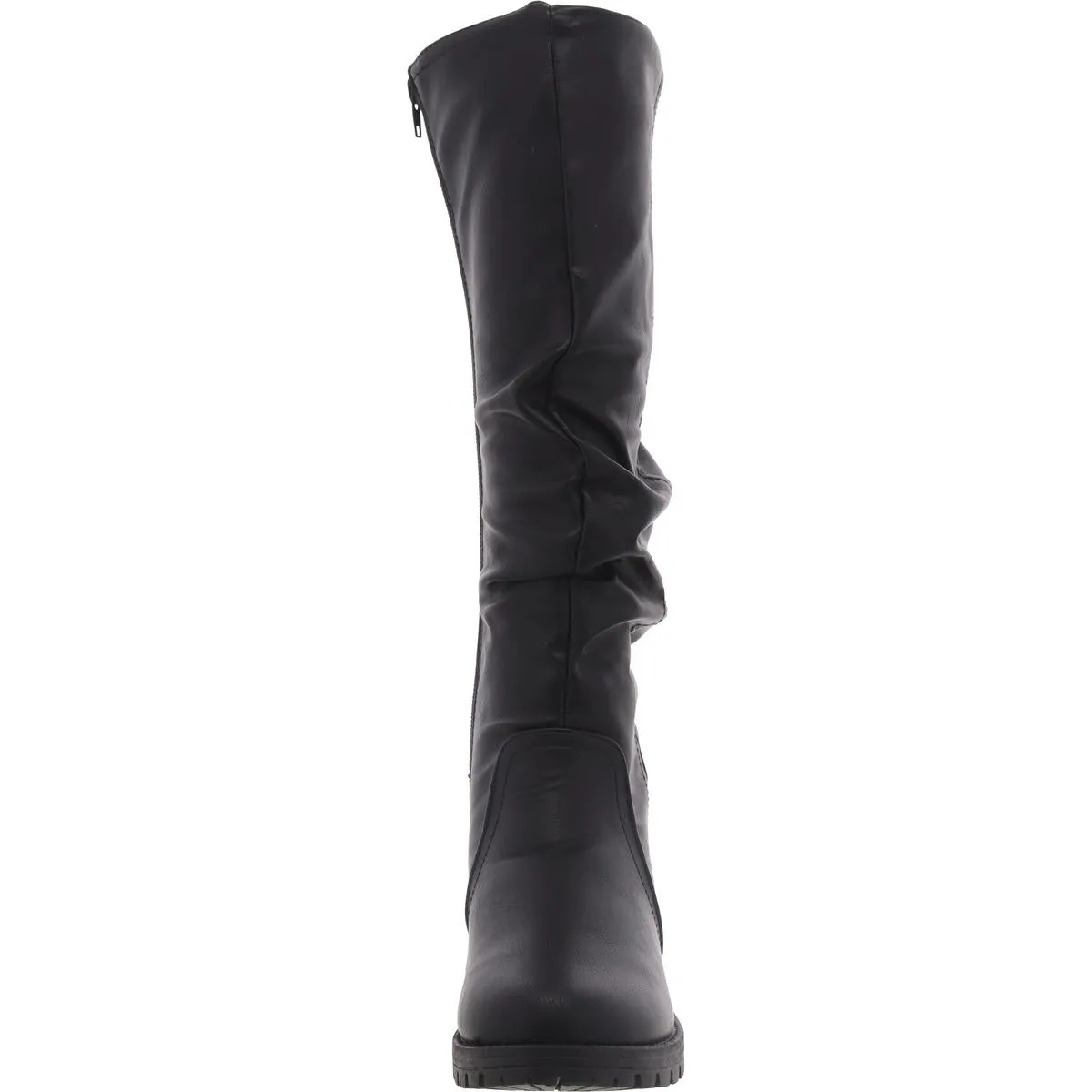 Womens Faux Leather Round toe Mid-Calf Boots