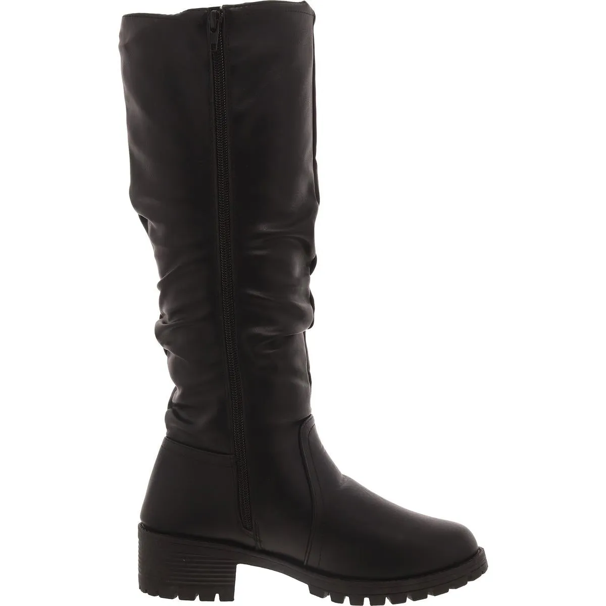 Womens Faux Leather Round toe Mid-Calf Boots