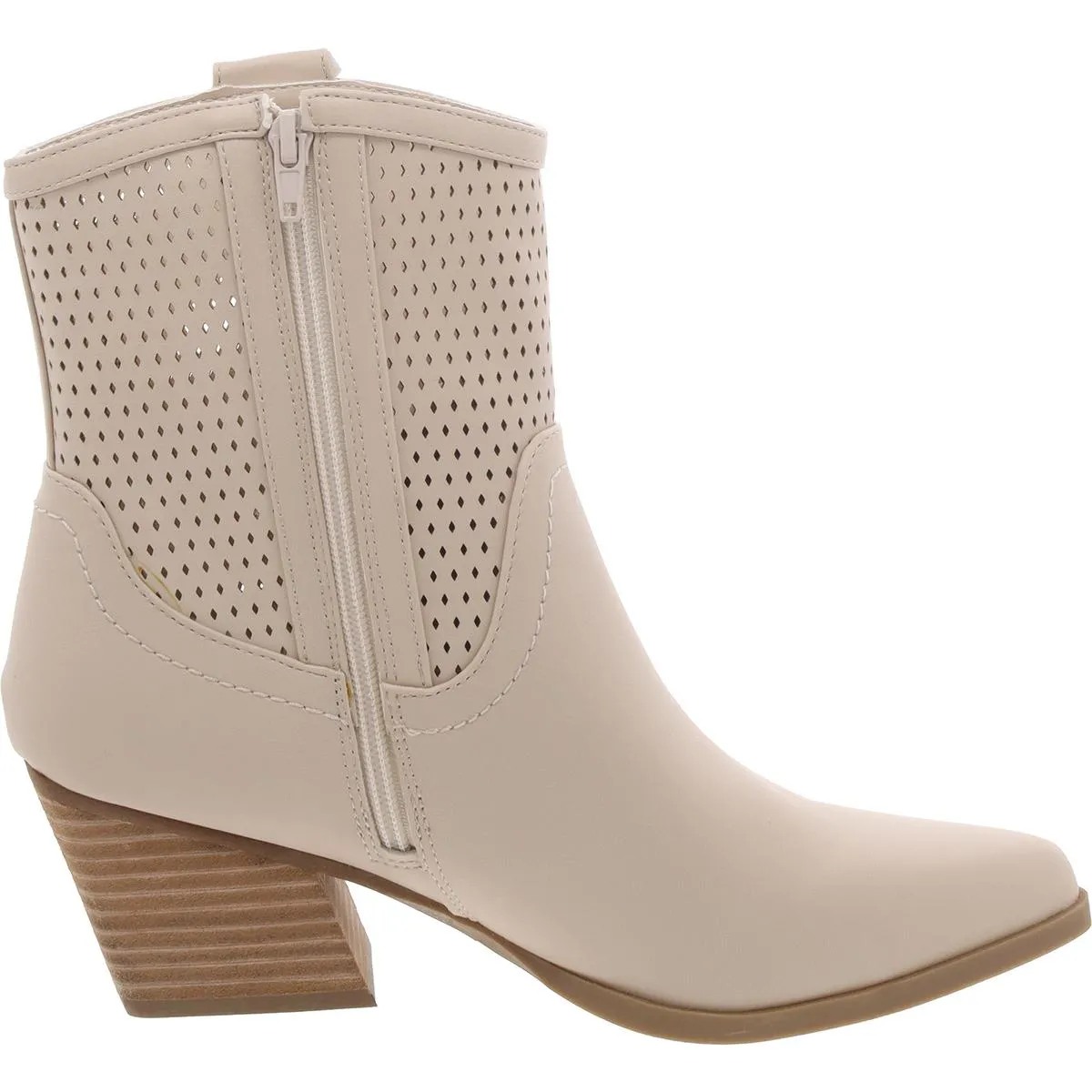 Womens Faux Leather Solid Mid-Calf Boots