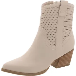 Womens Faux Leather Solid Mid-Calf Boots