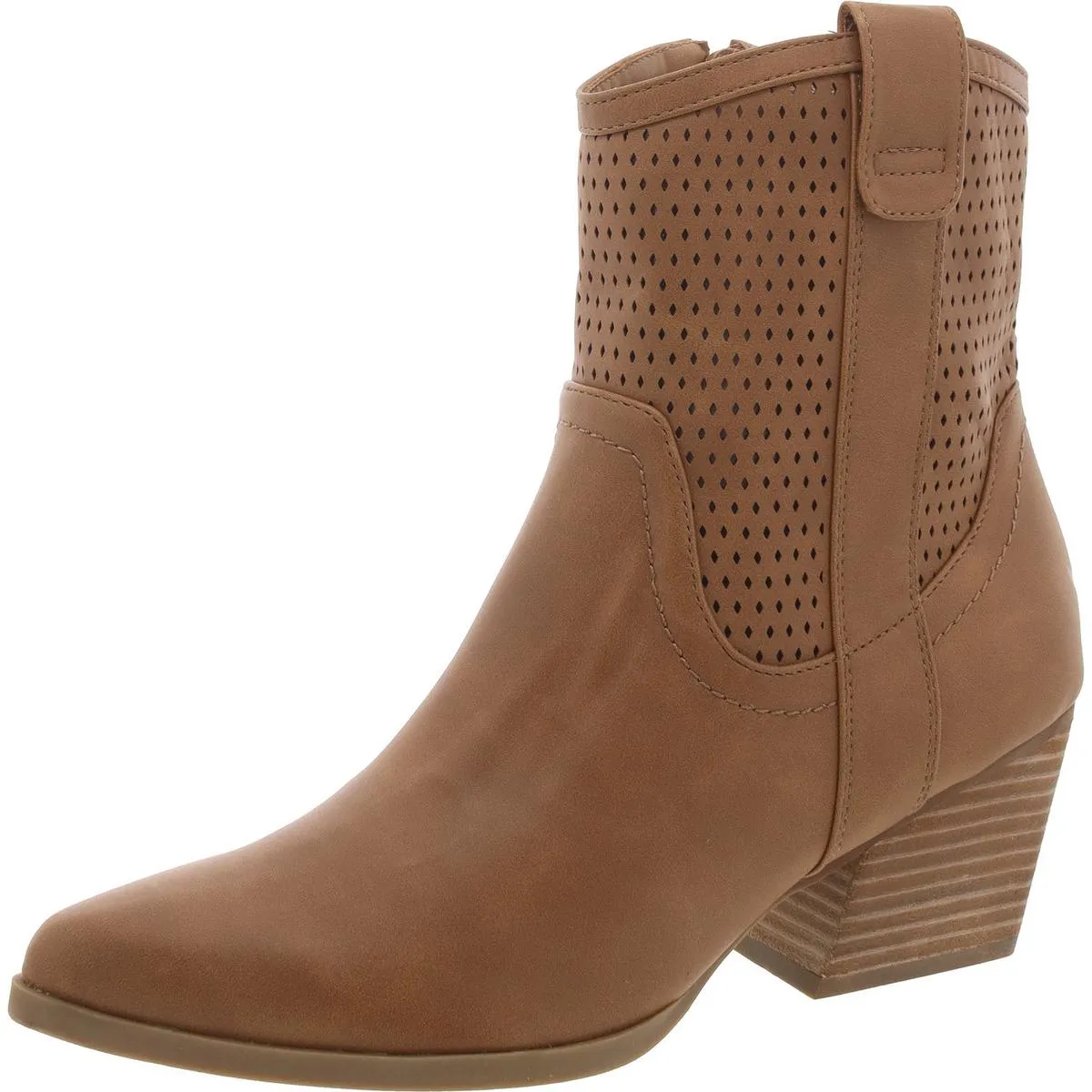 Womens Faux Leather Solid Mid-Calf Boots