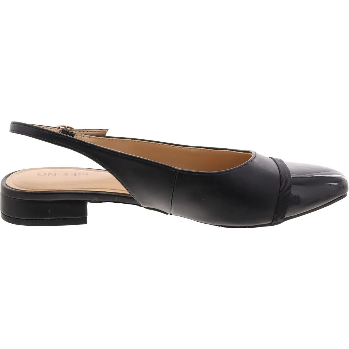 Womens Faux Leather Square Toe Slingbacks