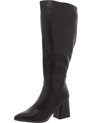 Womens Faux Leather Wide Calf Knee-High Boots