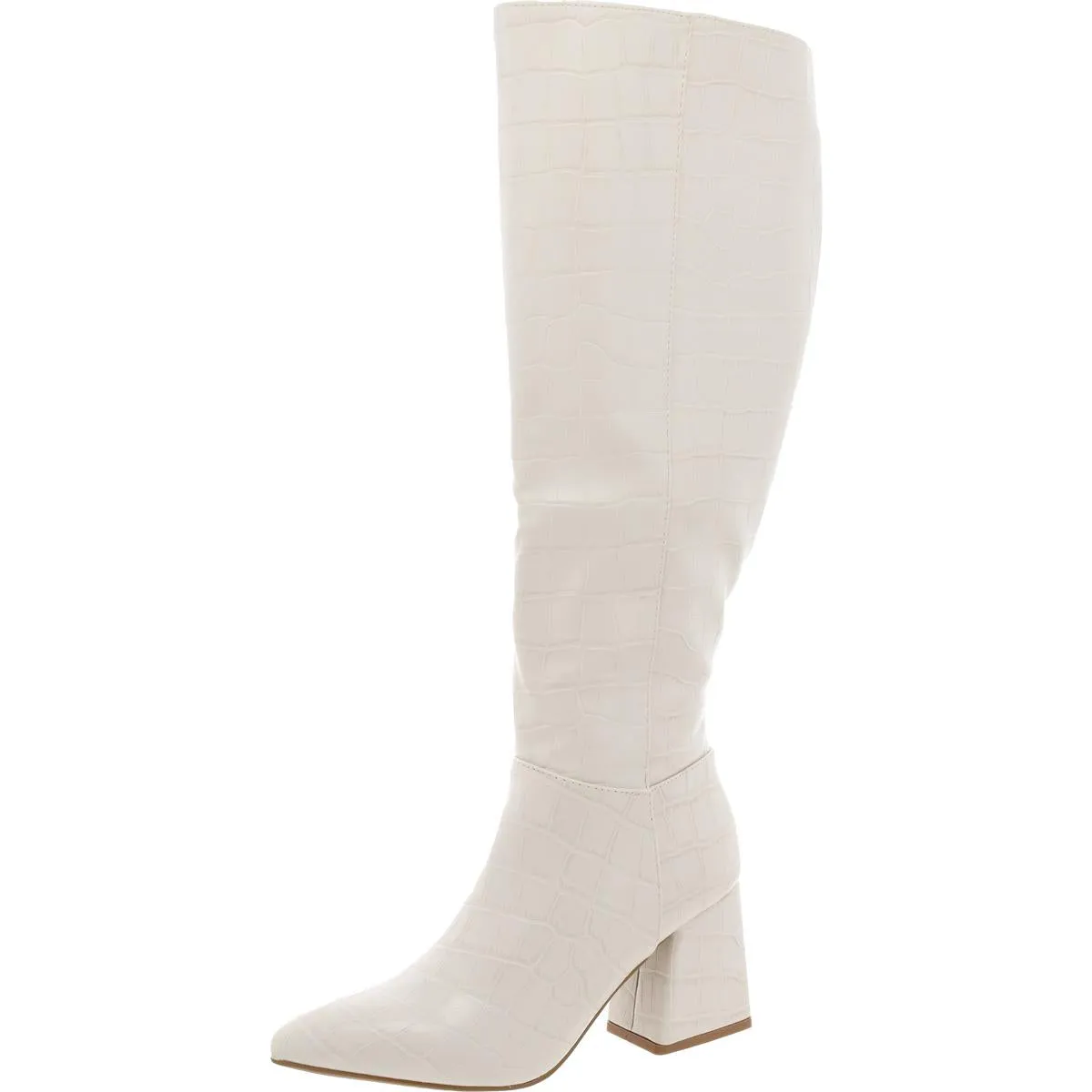 Womens Faux Leather Wide Calf Knee-High Boots