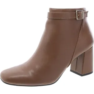 Womens Faux Leather Zip Up Ankle Boots