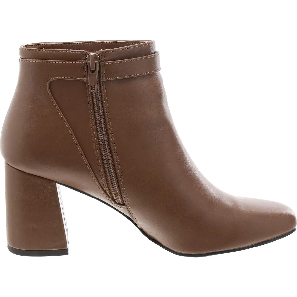 Womens Faux Leather Zip Up Ankle Boots