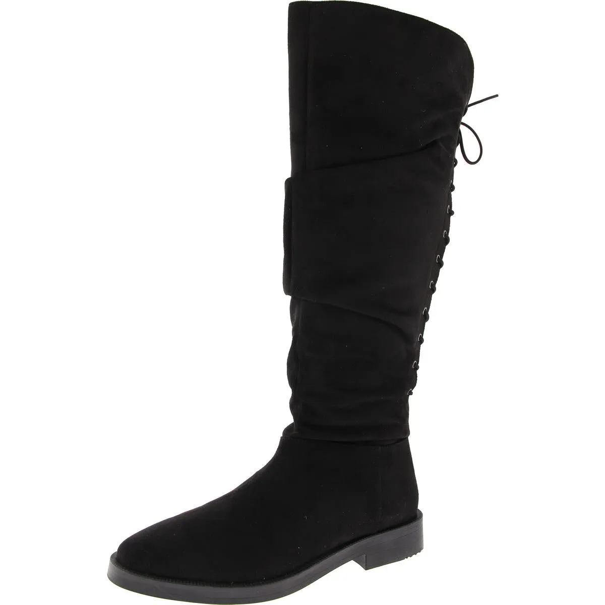 Womens Faux Suede Lace-Up Knee-High Boots