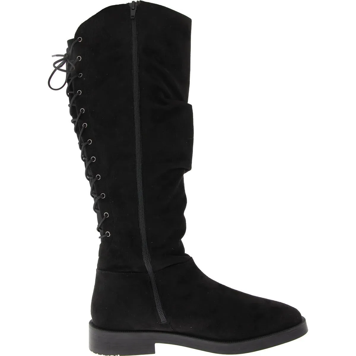 Womens Faux Suede Lace-Up Knee-High Boots