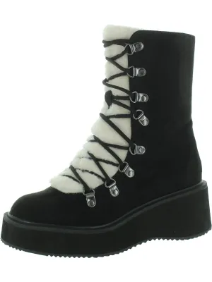 Womens Faux Suede Zipper Combat & Lace-Up Boots