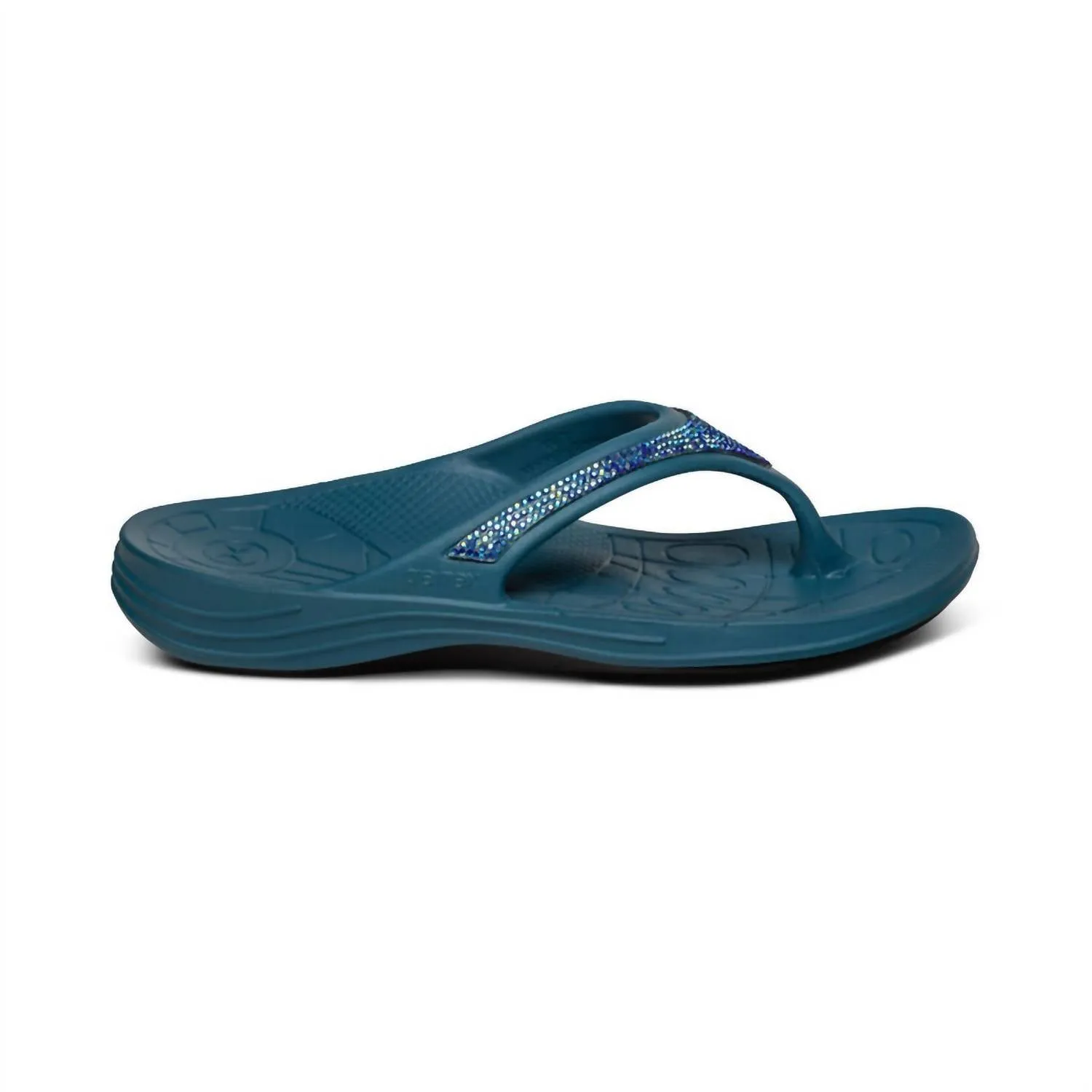 Women's Fiji Orthotic Flip Flop In Sea Blue Sparkle