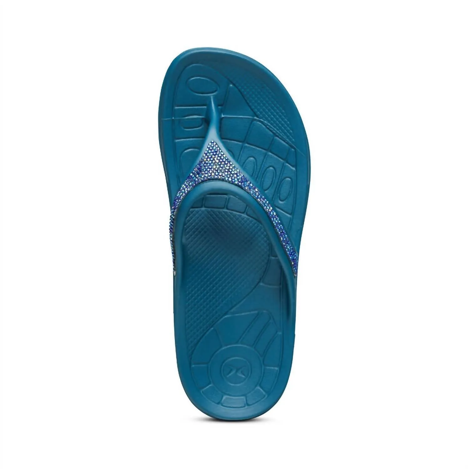 Women's Fiji Orthotic Flip Flop In Sea Blue Sparkle
