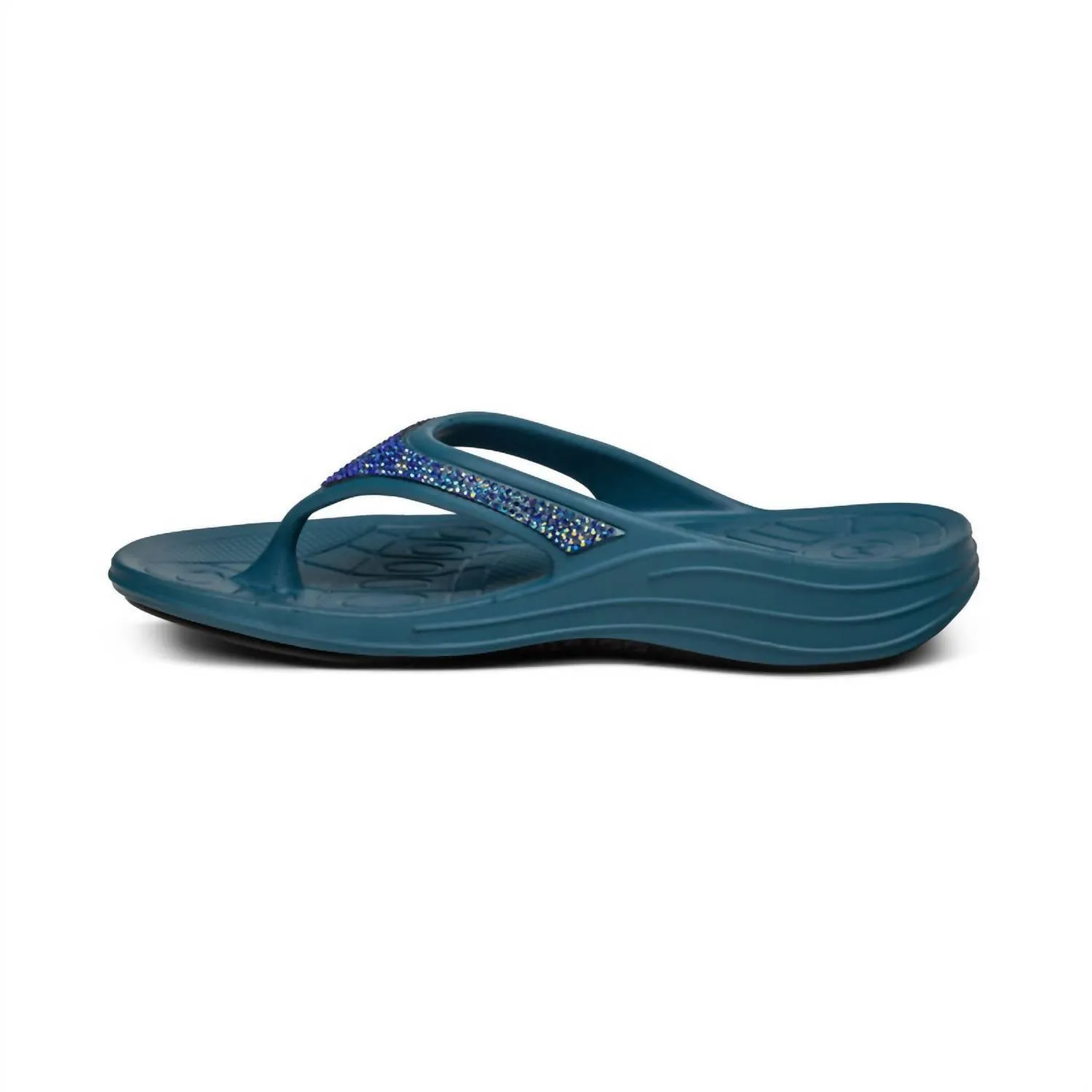 Women's Fiji Orthotic Flip Flop In Sea Blue Sparkle