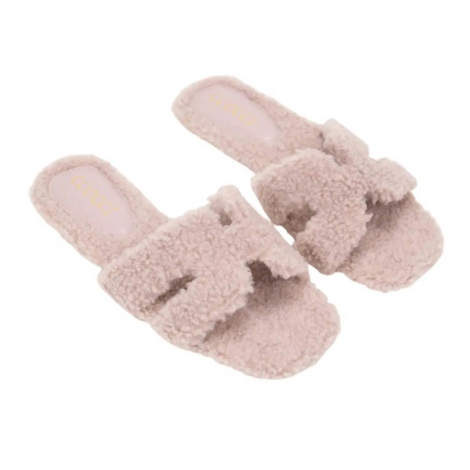 Women's Fur H-Shaped Slide In Mauve