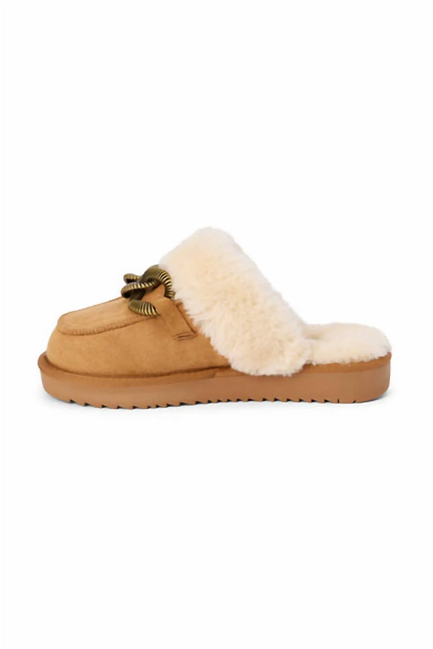 Women's Fur Slipper In Chestnut
