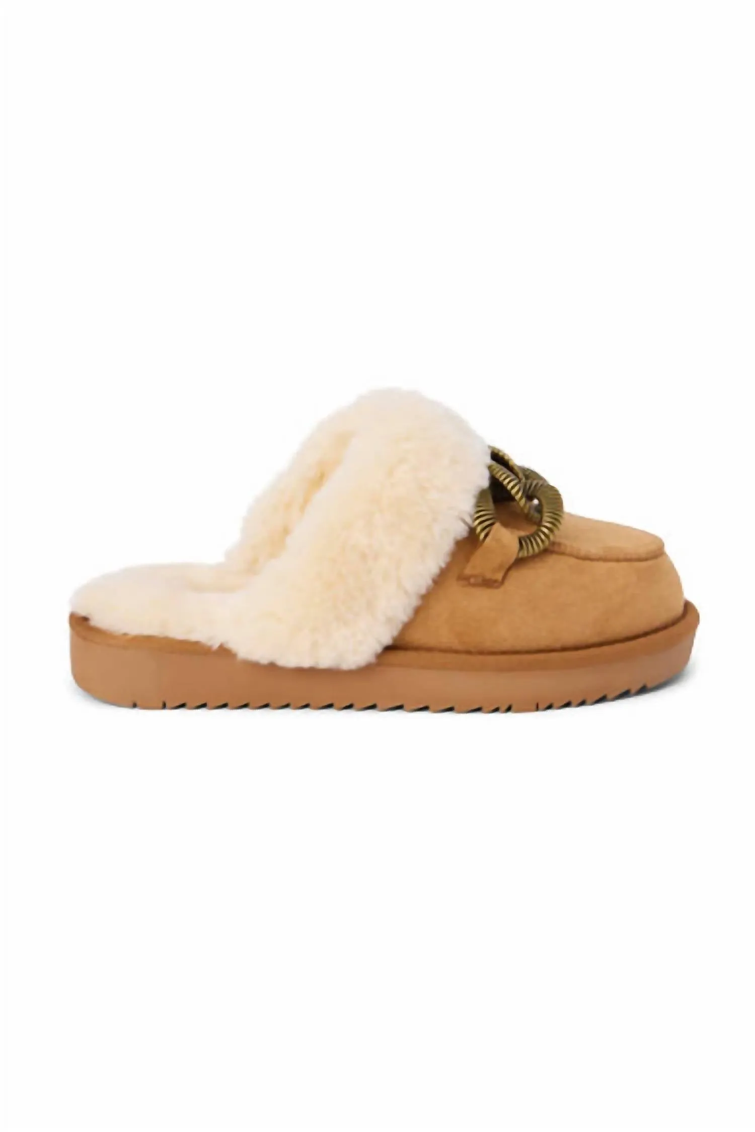 Women's Fur Slipper In Chestnut