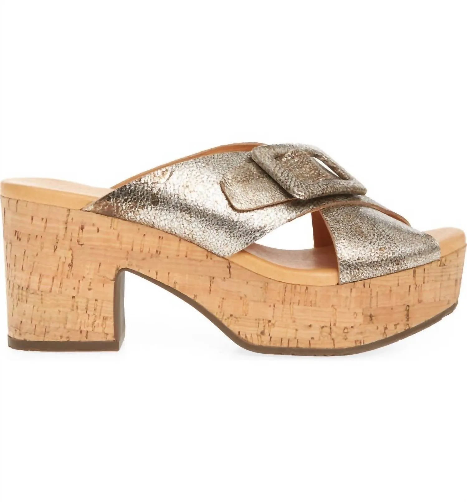 Women's Galaxy Criss Cross Platform Slide In Grey Leather