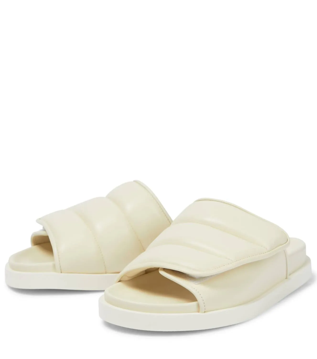 Women's Gia 3 Padded Leather Slides In Ivory