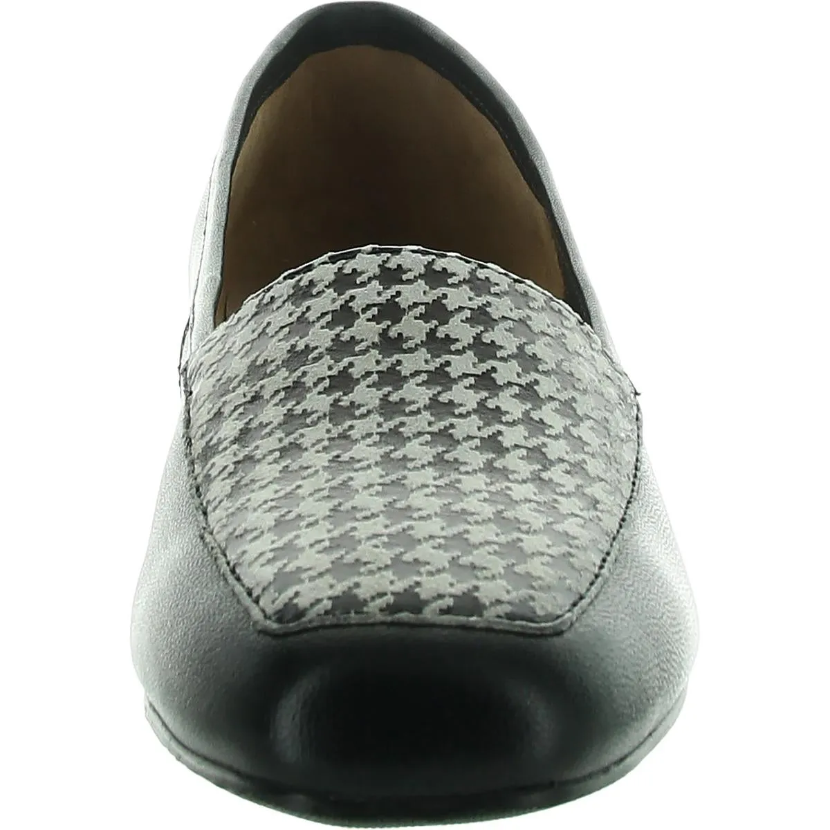 Womens Houndstooth Leather Loafers