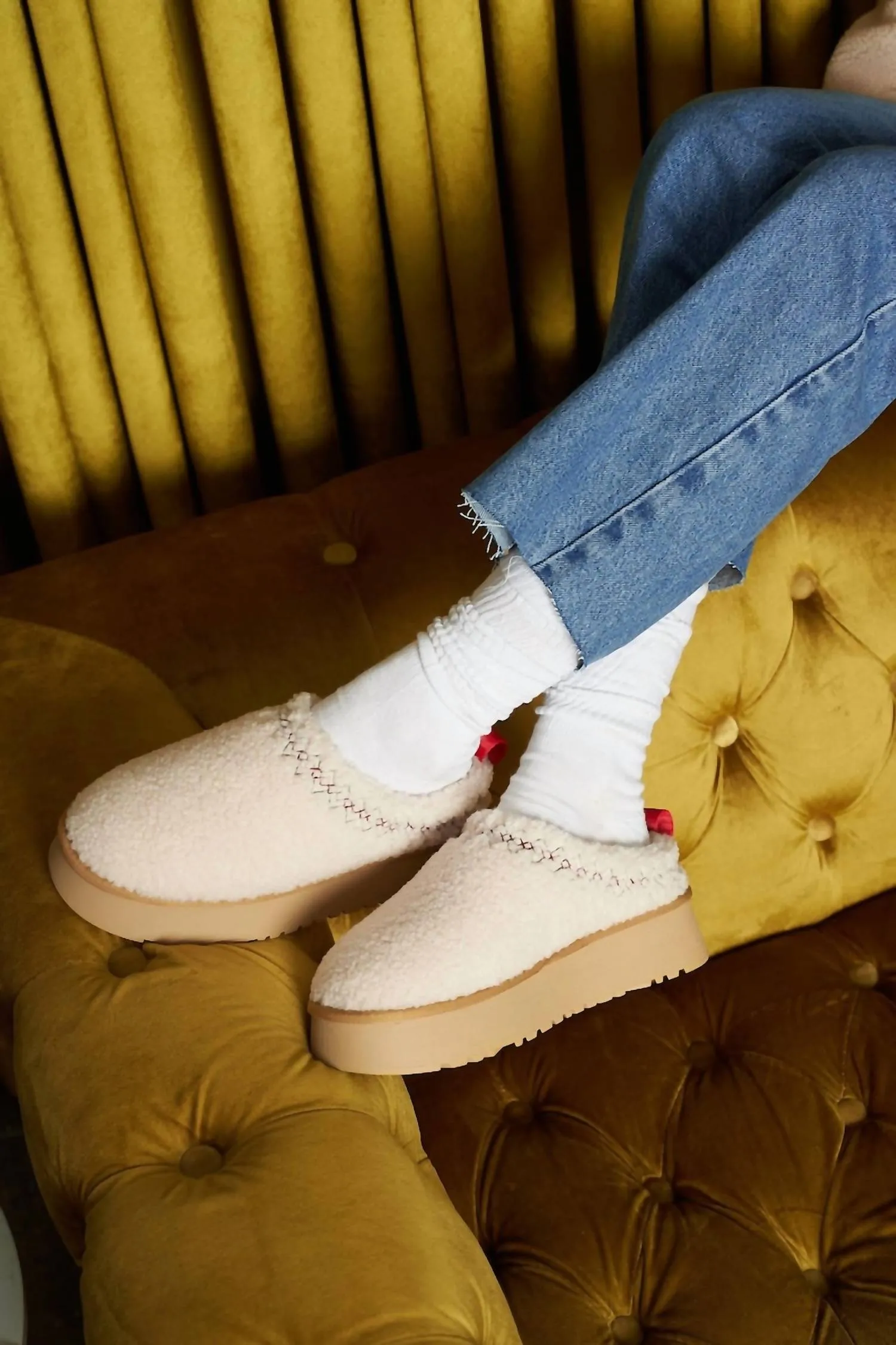 Women's Isaac Platform Sherpa Slipper In Off White