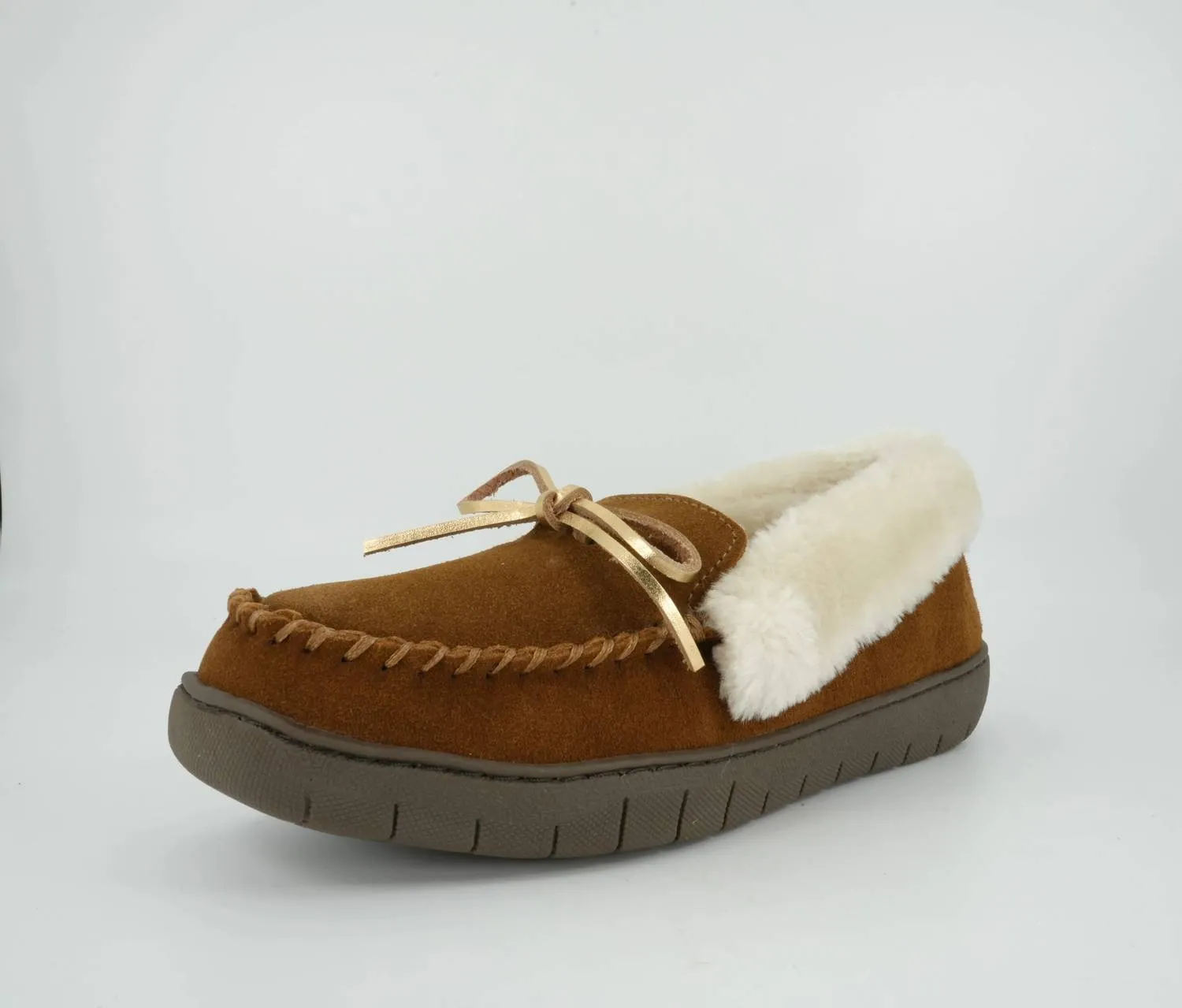 Women's Ivy Suede Moccasin Slipper In Brown