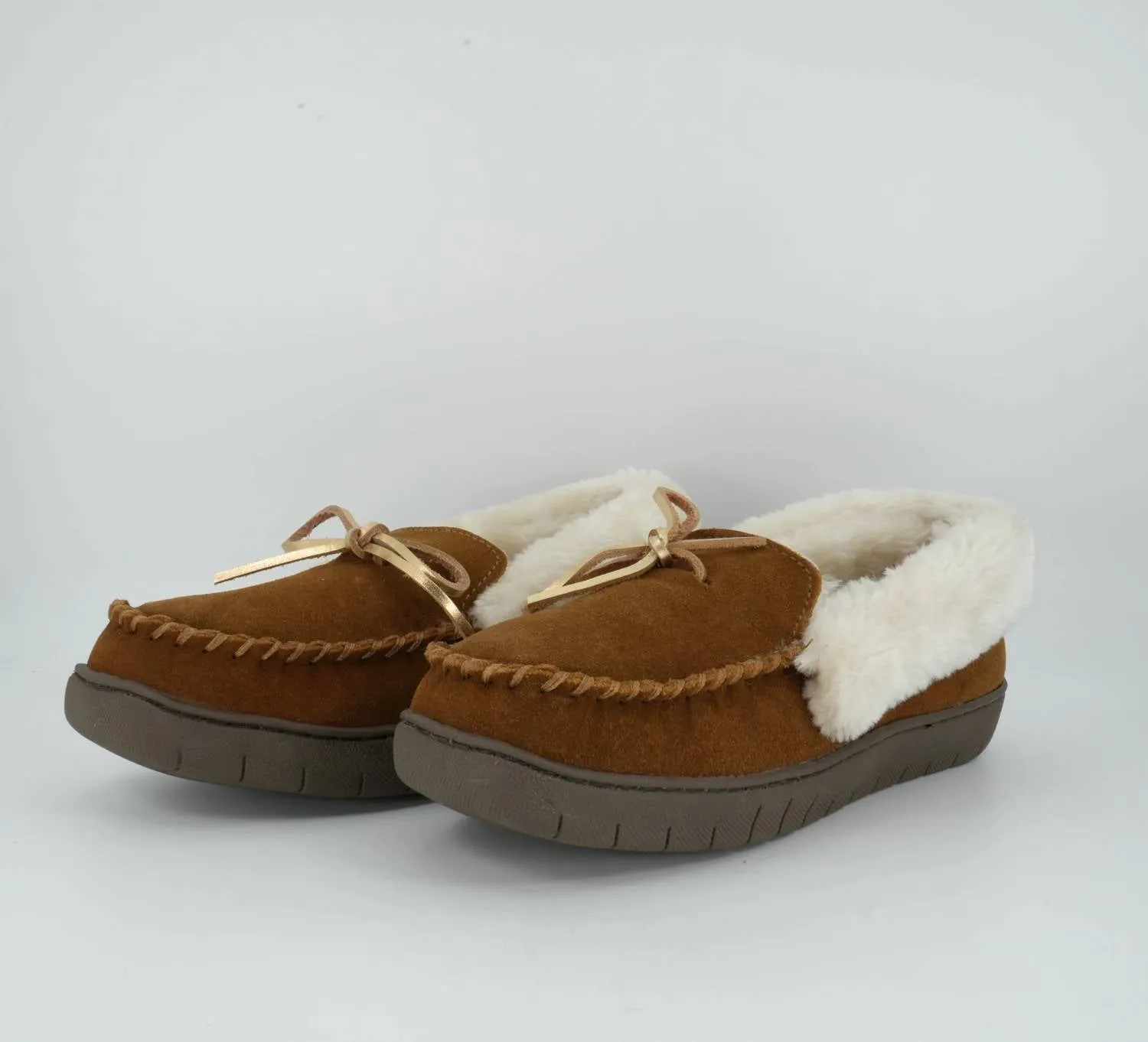 Women's Ivy Suede Moccasin Slipper In Brown
